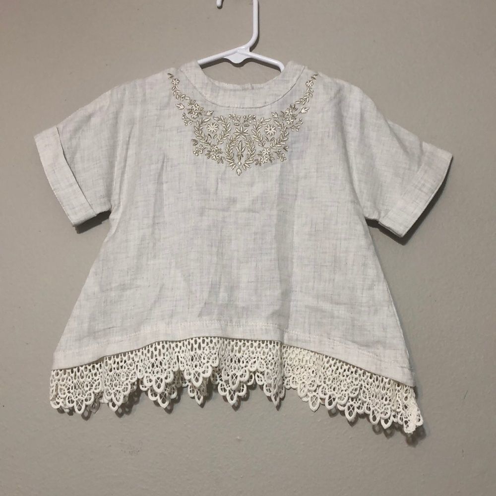 Cynthia Rowley Baby Girl 12 Month Asymmetrical Lace Embroidered Cotton Top